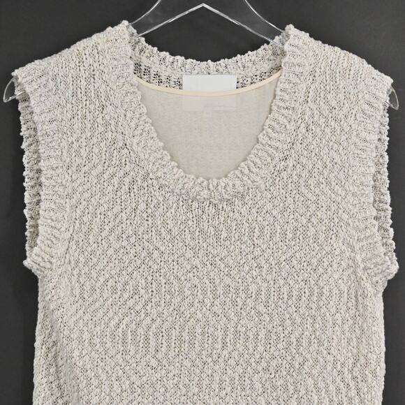 PHILLIP LIM Sweater Womens Size XS Linen Blend Knit Sleeveless Neutral Granola - Picture 2 of 10